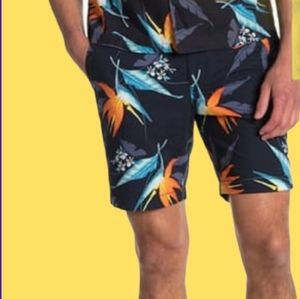 Original Penguin Men's Tropical Print Shorts - Navy, Orange, Blue